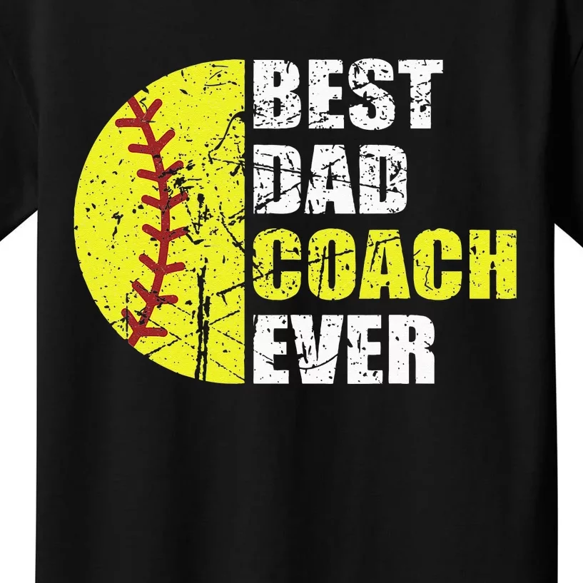 Best Softball Dad Coach Ever Retro Father Softball Coach Dad Kids T-Shirt