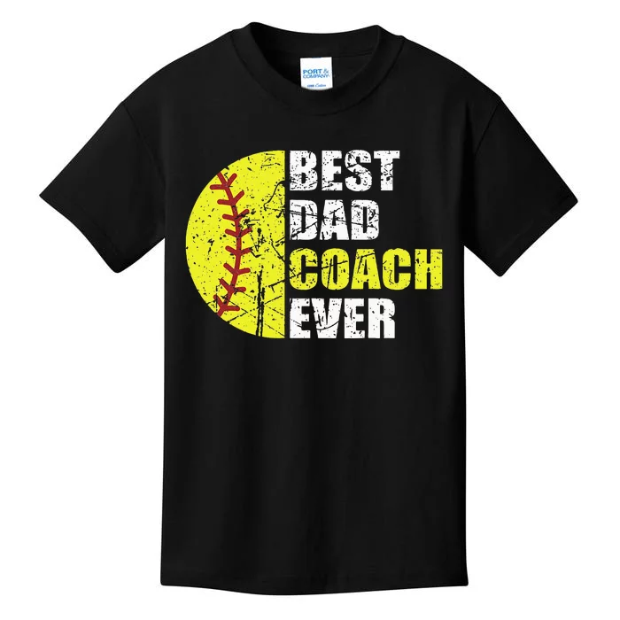 Best Softball Dad Coach Ever Retro Father Softball Coach Dad Kids T-Shirt