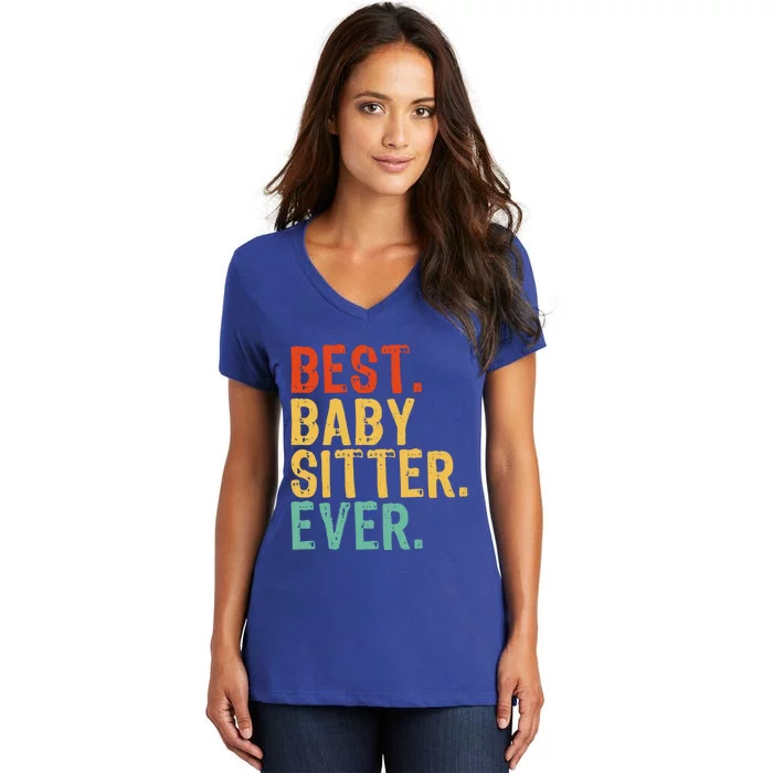 Best Sitter Ever Funny Sitting Retro Vintage Nanny Gift Women's V-Neck T-Shirt