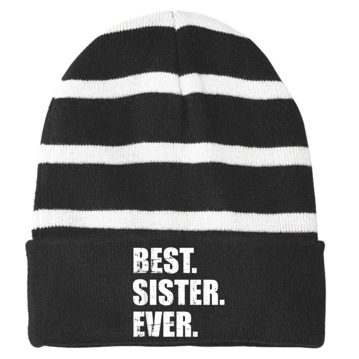 Best Sister Ever Striped Beanie with Solid Band