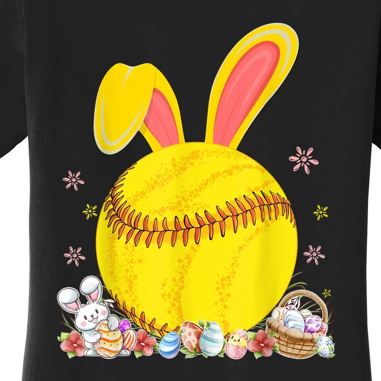 Bunny Softball Easter Eggs Softball Player Easter Day Women's T-Shirt