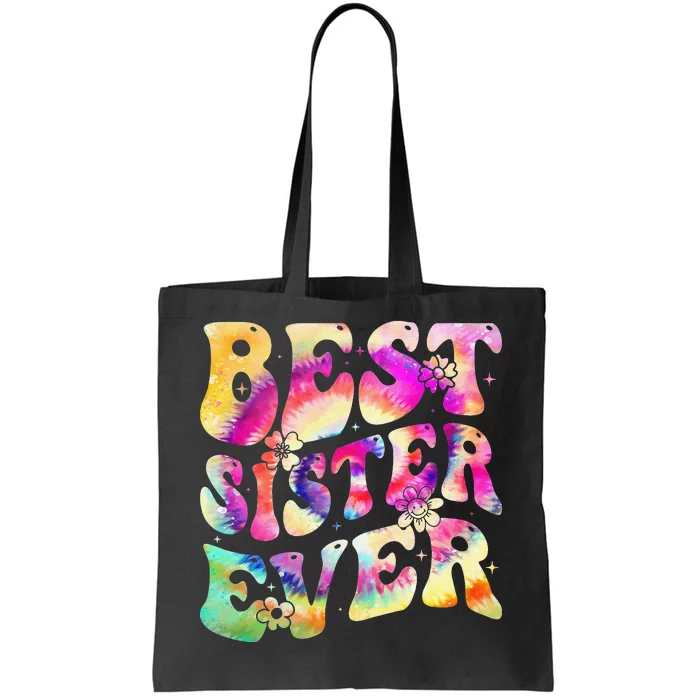 Best Sister Ever Mother's Day Tie Dye Groovy Tote Bag