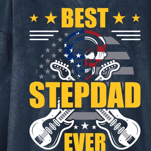 Best Stepdad Ever Guitarist Guitar Lover Stepdad Gift Hooded Wearable Blanket