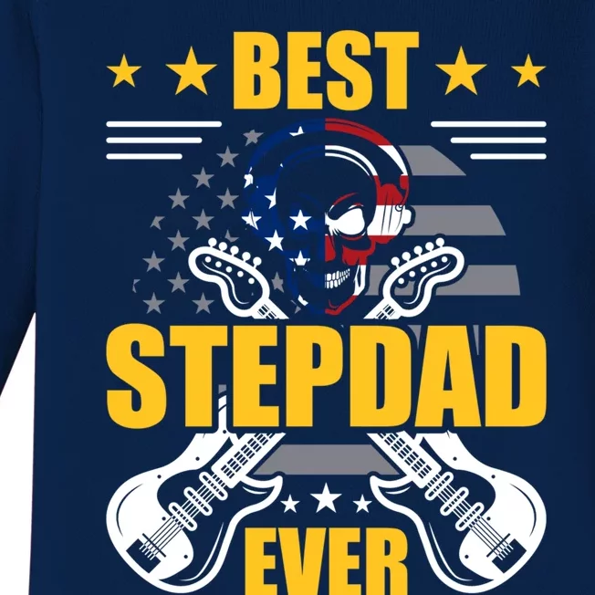 Best Stepdad Ever Guitarist Guitar Lover Stepdad Gift Baby Long Sleeve Bodysuit