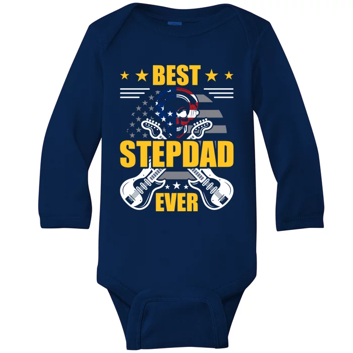 Best Stepdad Ever Guitarist Guitar Lover Stepdad Gift Baby Long Sleeve Bodysuit