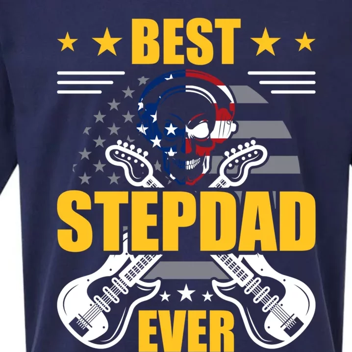 Best Stepdad Ever Guitarist Guitar Lover Stepdad Gift Sueded Cloud Jersey T-Shirt