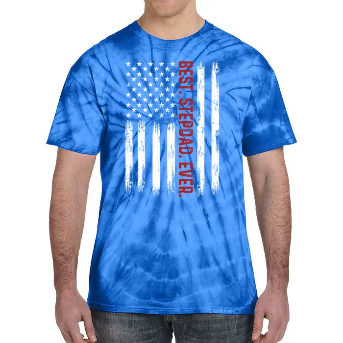 Best Stepdad Ever Vintage American Flag 4th Of July Stepdad Gift Tie-Dye T-Shirt