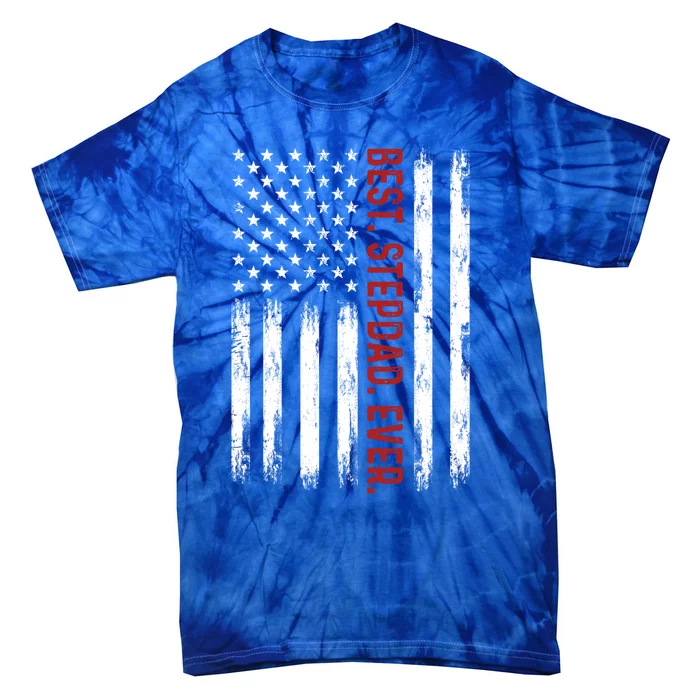 Best Stepdad Ever Vintage American Flag 4th Of July Stepdad Gift Tie-Dye T-Shirt