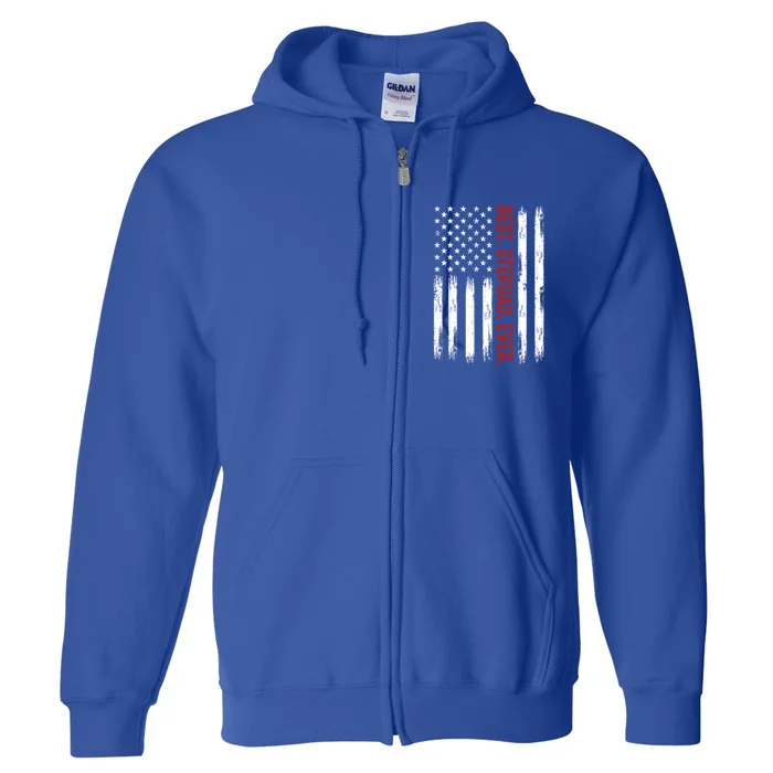 Best Stepdad Ever Vintage American Flag 4th Of July Stepdad Gift Full Zip Hoodie