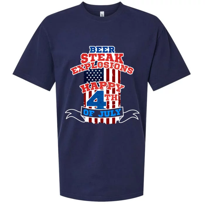 Beer Steak Explosions Happy 4th Of July Patriotic Day Gift Sueded Cloud Jersey T-Shirt