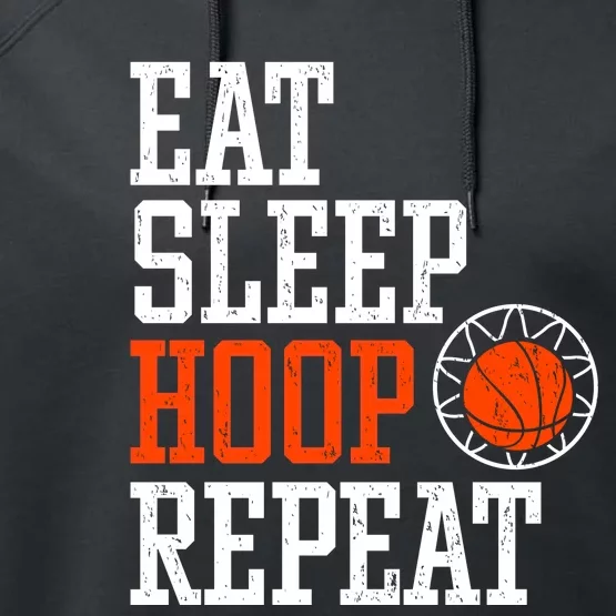 Basketball Saying - Eat Sleep Hoop Repeat Performance Fleece Hoodie