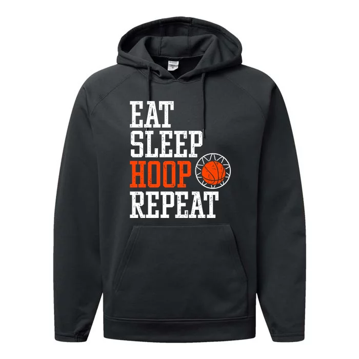 Basketball Saying - Eat Sleep Hoop Repeat Performance Fleece Hoodie