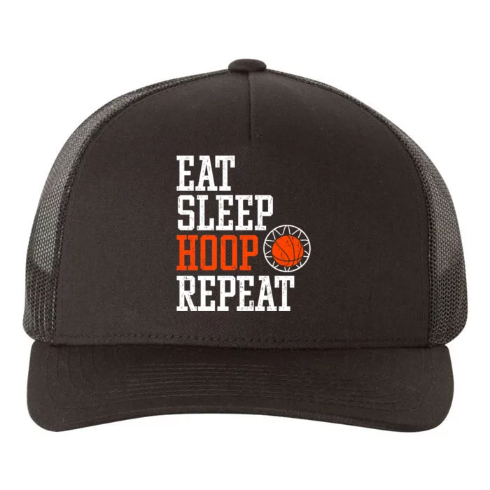 Basketball Saying - Eat Sleep Hoop Repeat Yupoong Adult 5-Panel Trucker Hat