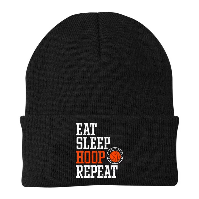 Basketball Saying - Eat Sleep Hoop Repeat Knit Cap Winter Beanie