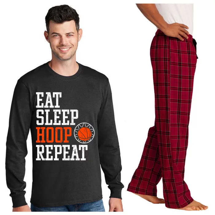 Basketball Saying - Eat Sleep Hoop Repeat Long Sleeve Pajama Set