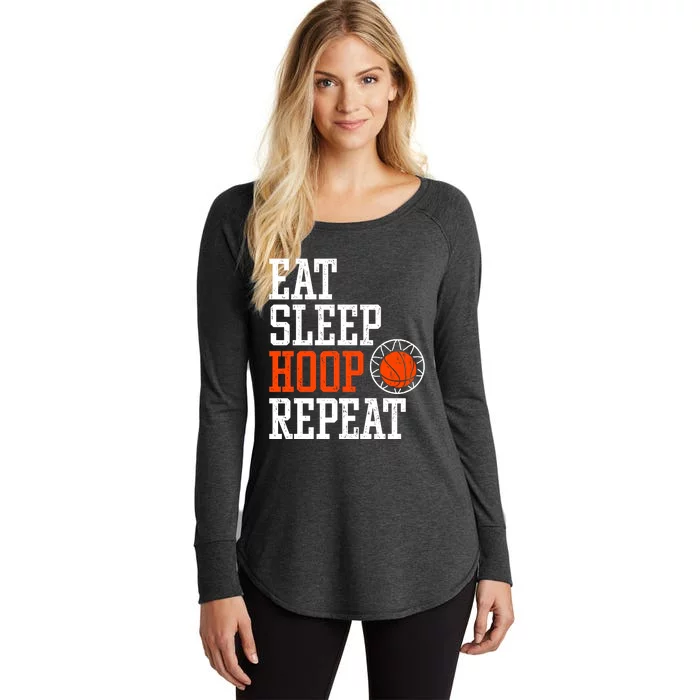 Basketball Saying - Eat Sleep Hoop Repeat Women's Perfect Tri Tunic Long Sleeve Shirt