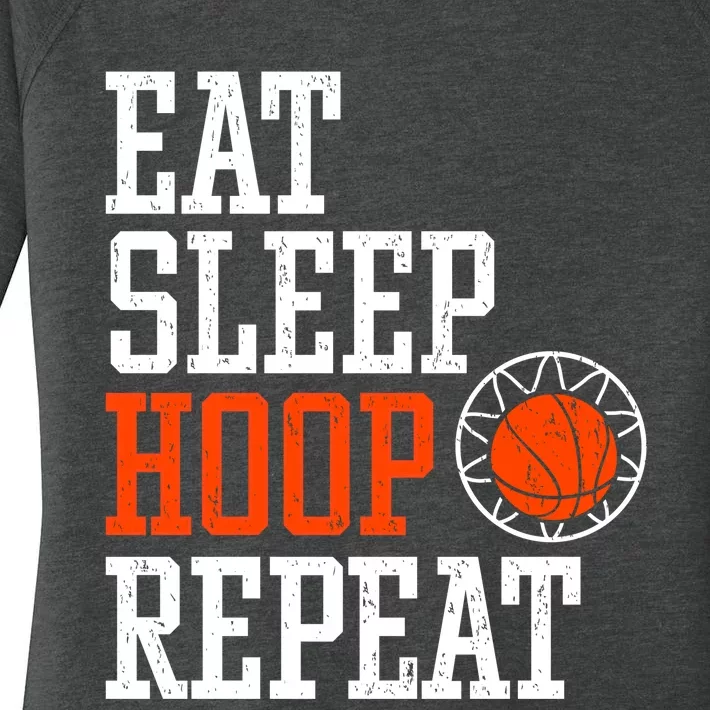 Basketball Saying - Eat Sleep Hoop Repeat Women's Perfect Tri Tunic Long Sleeve Shirt