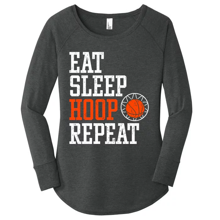 Basketball Saying - Eat Sleep Hoop Repeat Women's Perfect Tri Tunic Long Sleeve Shirt