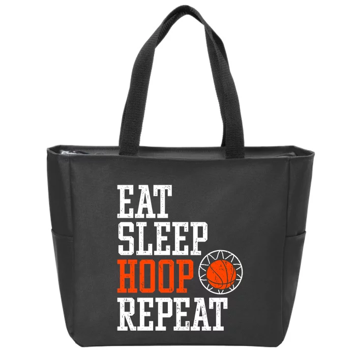 Basketball Saying - Eat Sleep Hoop Repeat Zip Tote Bag