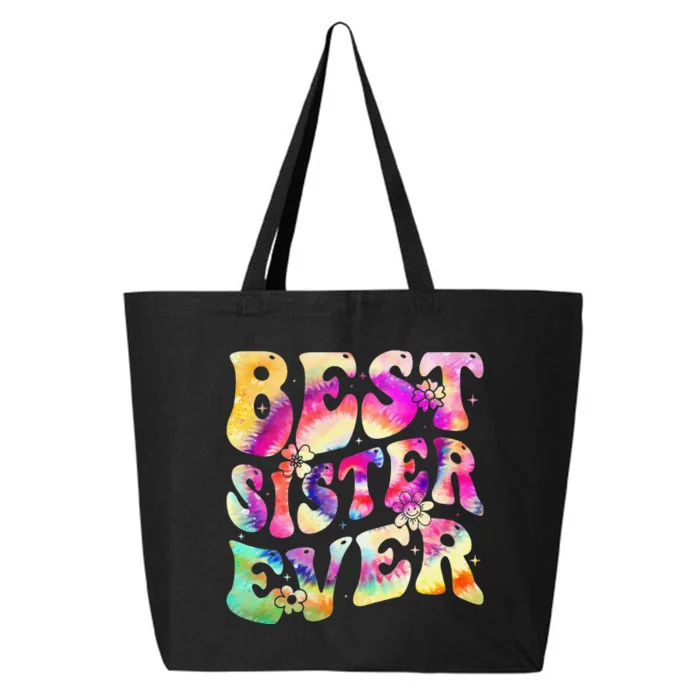 Best Sister Ever Mother's Day Tie Dye Groovy 25L Jumbo Tote