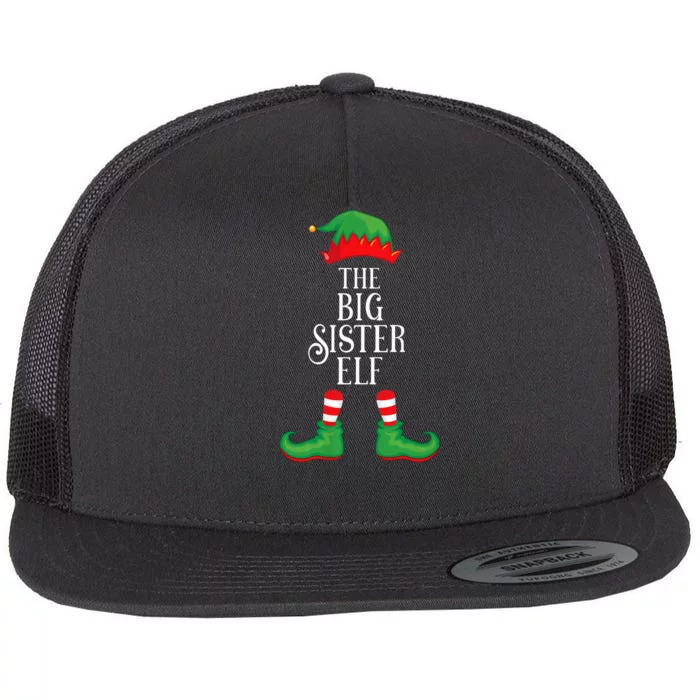 Big Sister Elf Matching Group Xmas Funny Family Christmas Flat Bill Trucker Hat