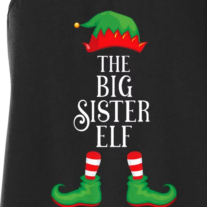 Big Sister Elf Matching Group Xmas Funny Family Christmas Women's Racerback Tank