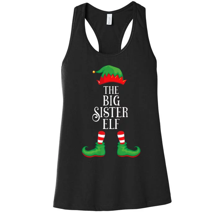 Big Sister Elf Matching Group Xmas Funny Family Christmas Women's Racerback Tank