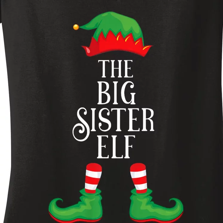 Big Sister Elf Matching Group Xmas Funny Family Christmas Women's V-Neck T-Shirt