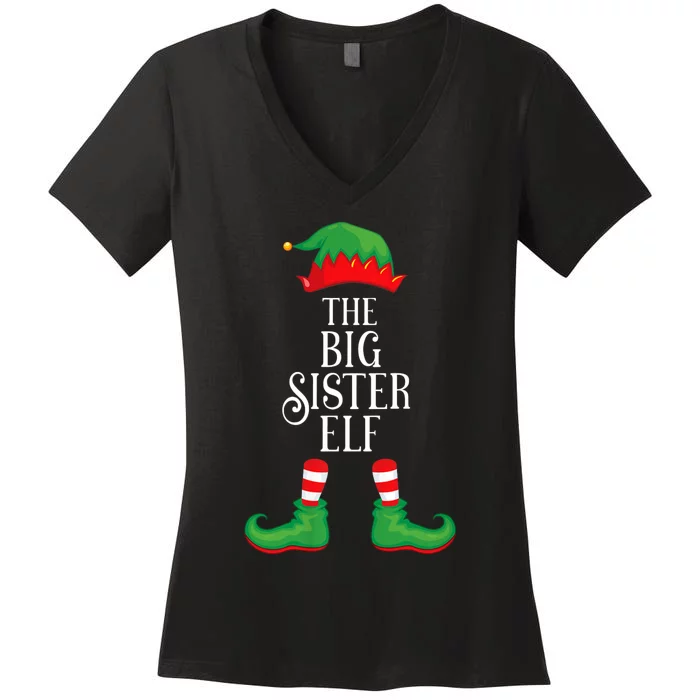 Big Sister Elf Matching Group Xmas Funny Family Christmas Women's V-Neck T-Shirt