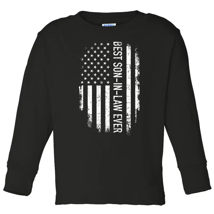 Best Soninlaw Ever Us American Vintage Flag Toddler Long Sleeve Shirt