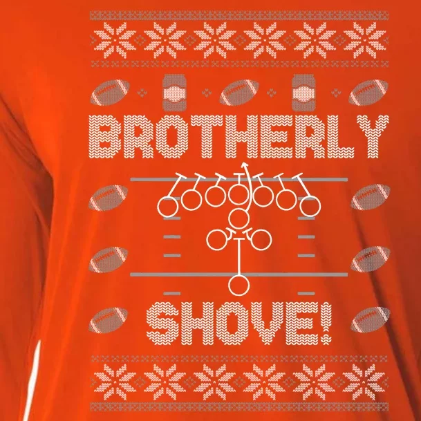 Brotherly Shove Eagles Nick Sirianni Ugly Christmas Sweater Cooling Performance Long Sleeve Crew