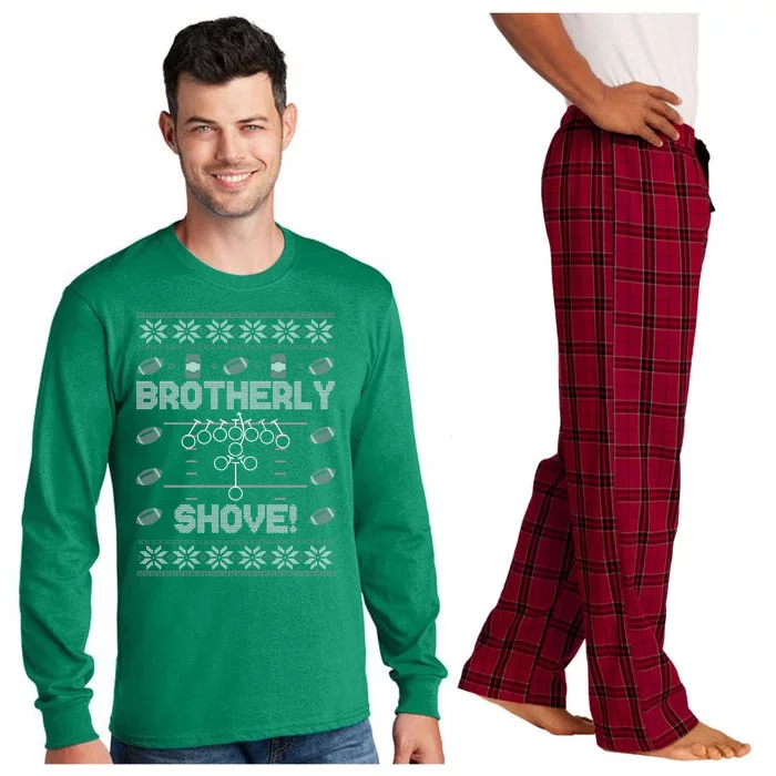 Brotherly Shove Eagles Nick Sirianni Ugly Christmas Sweater Long Sleeve Pajama Set