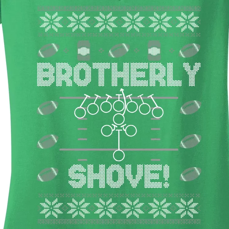 Brotherly Shove Eagles Nick Sirianni Ugly Christmas Sweater Women's V-Neck T-Shirt