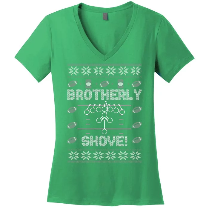 Brotherly Shove Eagles Nick Sirianni Ugly Christmas Sweater Women's V-Neck T-Shirt