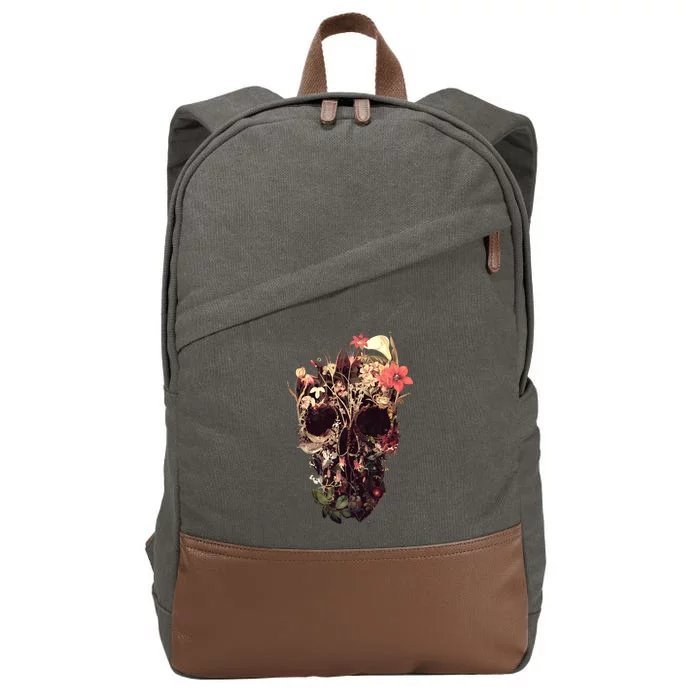 Bloom Skull Flower Cotton Canvas Backpack