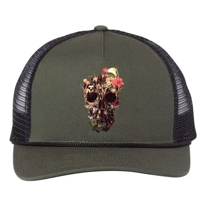 Bloom Skull Flower Retro Rope Trucker Hat Cap