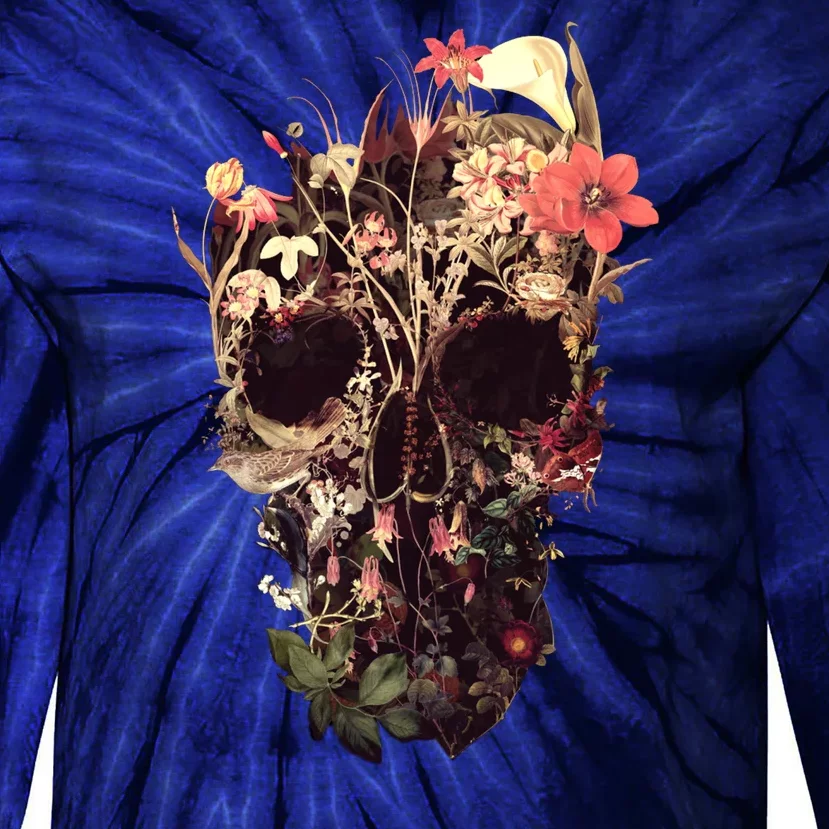 Bloom Skull Flower Tie-Dye Long Sleeve Shirt