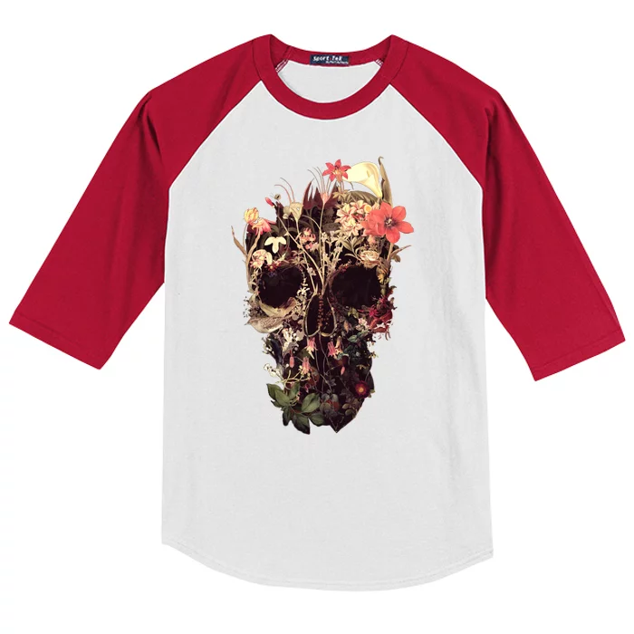 Bloom Skull Flower Kids Colorblock Raglan Jersey