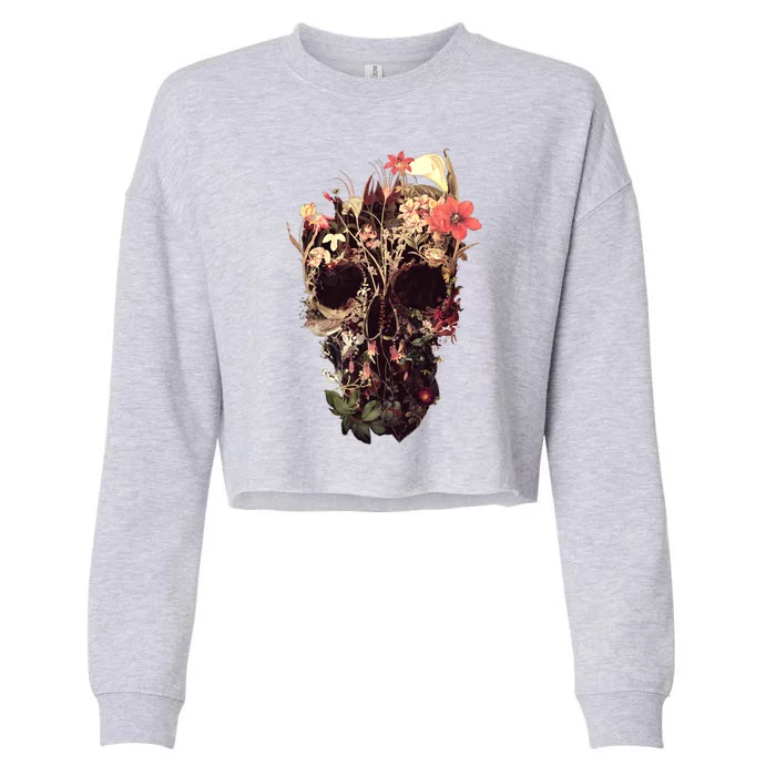 Bloom Skull Flower Cropped Pullover Crew