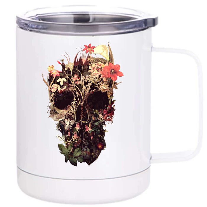 Bloom Skull Flower Front & Back 12oz Stainless Steel Tumbler Cup