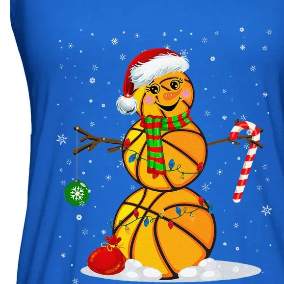 Basketball Snowman Funny Christmas Pajamas Matching Gifts Ladies Essential Flowy Tank