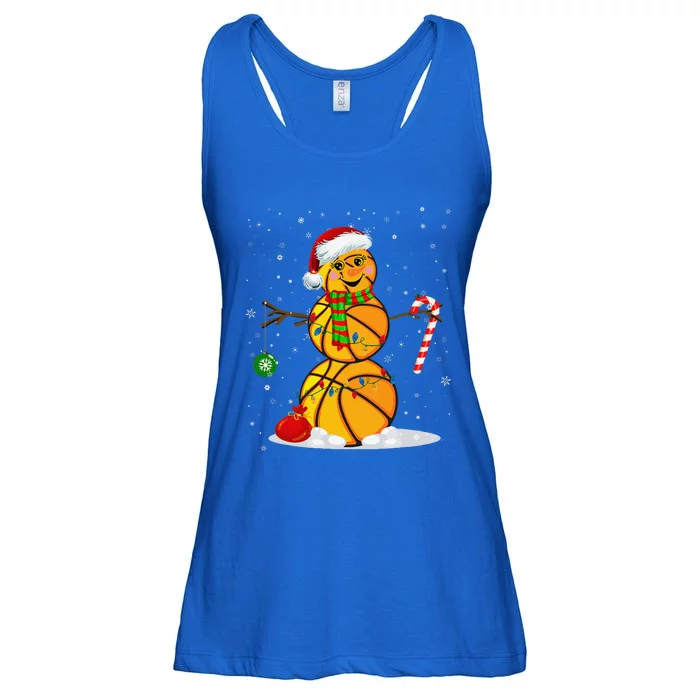 Basketball Snowman Funny Christmas Pajamas Matching Gifts Ladies Essential Flowy Tank