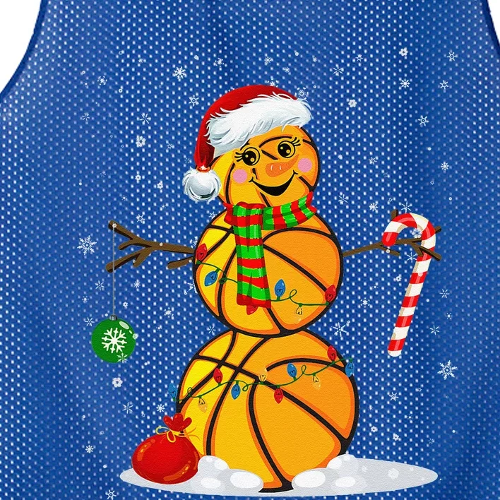 Basketball Snowman Funny Christmas Pajamas Matching Gifts Mesh Reversible Basketball Jersey Tank