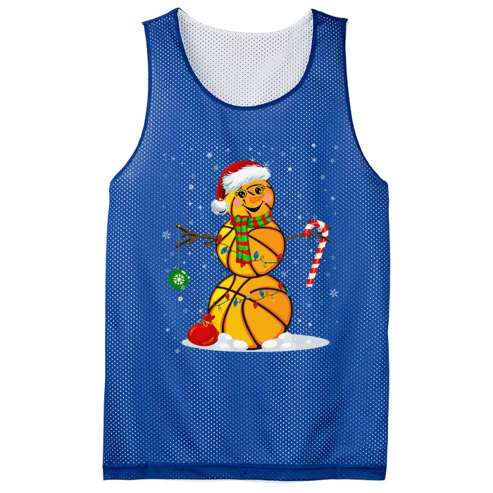 Basketball Snowman Funny Christmas Pajamas Matching Gifts Mesh Reversible Basketball Jersey Tank