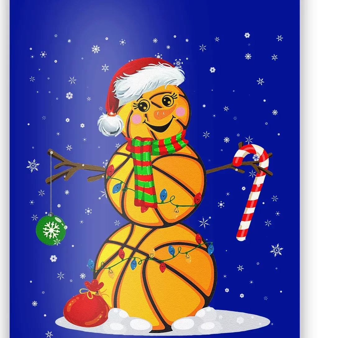 Basketball Snowman Funny Christmas Pajamas Matching Gifts Poster