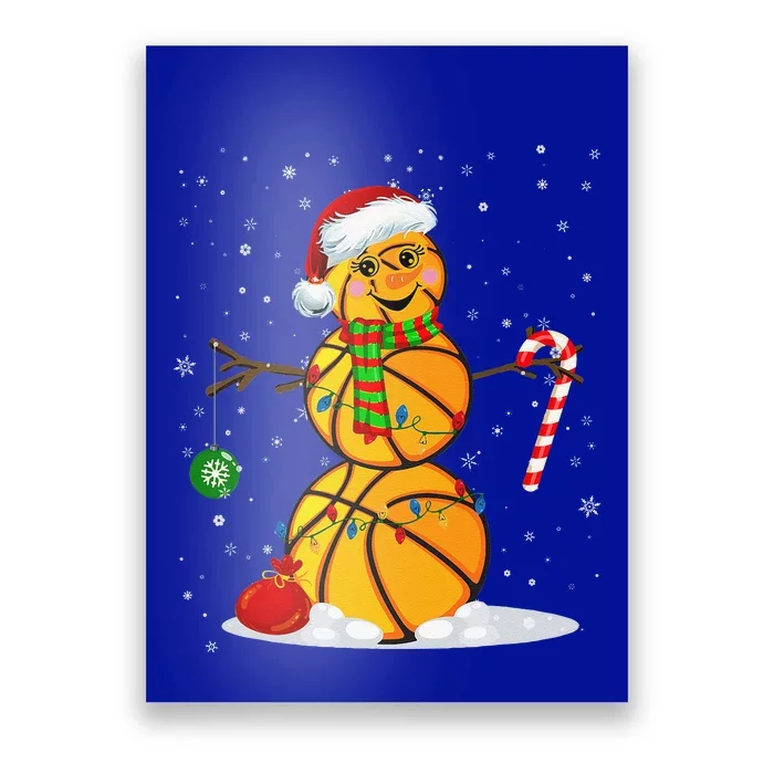 Basketball Snowman Funny Christmas Pajamas Matching Gifts Poster