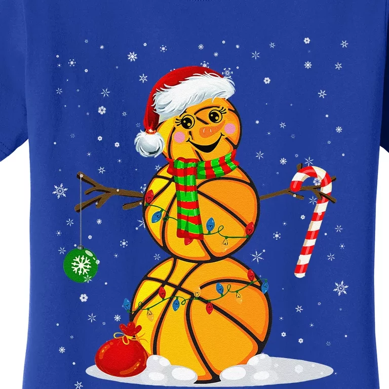 Basketball Snowman Funny Christmas Pajamas Matching Gifts Women's T-Shirt