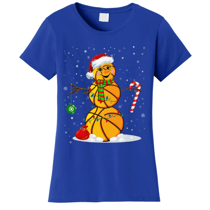 Basketball Snowman Funny Christmas Pajamas Matching Gifts Women's T-Shirt