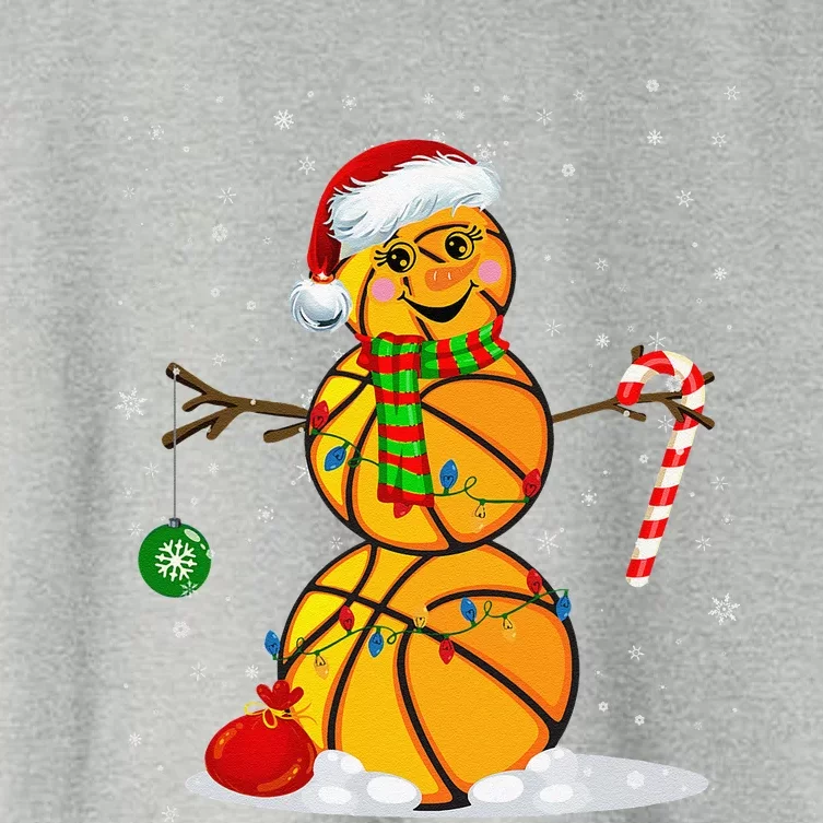 Basketball Snowman Funny Christmas Pajamas Matching Gifts Women's Crop Top Tee