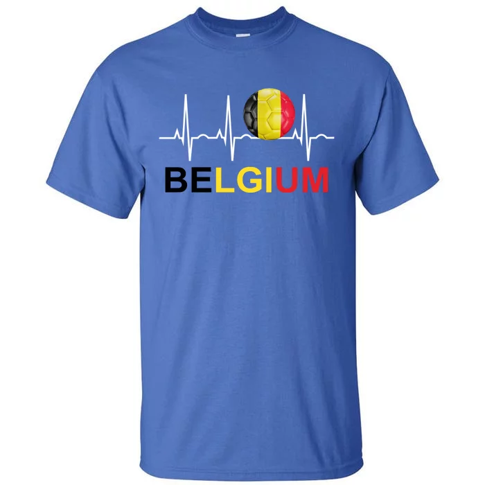 Belgium Soccer Funny Gift Belgium Flag Soccer Tall T-Shirt